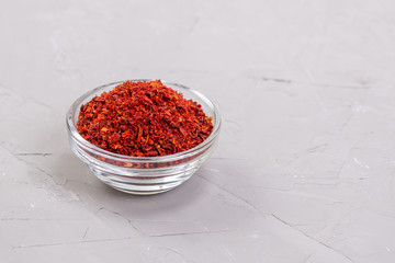 Moroccan spice Harissa in a glass plates