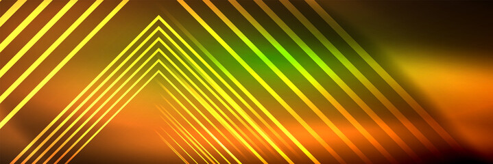 Shiny neon glowing techno lines, hi-tech futuristic abstract background template with square shapes