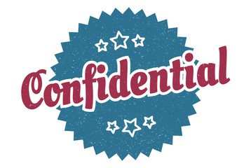 confidential sign. confidential round vintage retro label. confidential