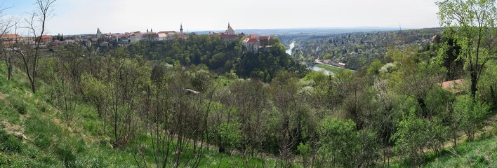 western panorama of the city of Znojmo in South Moravia in the Czech Republic