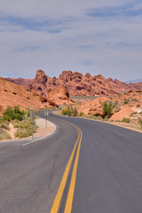 Fototapeta na wymiar Winding rural road through the Nevada desert