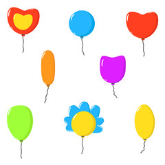 Set of colourful balloons. On white background.