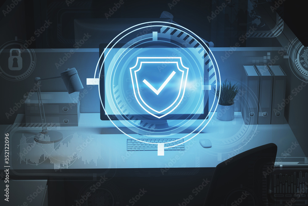 Poster computer screen with online security interface