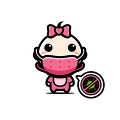 design vector baby girl using a mask