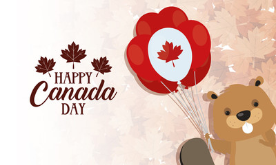 happy canada day with cute beaver © Gstudio