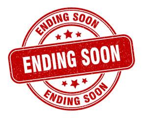 ending soon stamp. ending soon label. round grunge sign