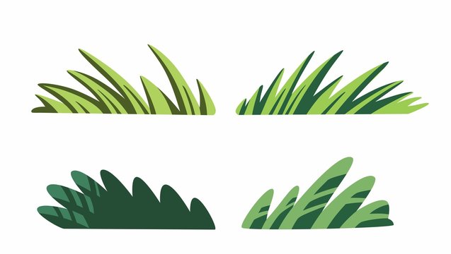 Cute cartoon grass isolated on white background vector. Decorative nice plant clip art, stock flat style clip art illustration for children fairy tale book.