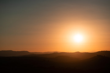 Amazing lanscape Tuscany at sun set, Italy, summer outdoor. Hills and evening sun