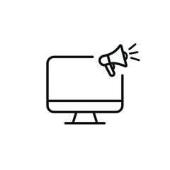 Computer Notification Desktop Icon - Outline Icon - Vector