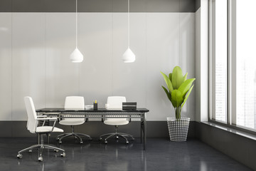 White and grey CEO office with window