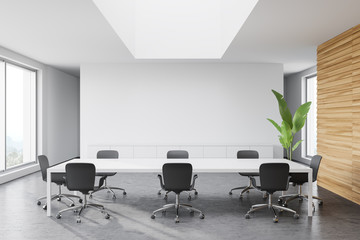 White and wooden meeting room interior