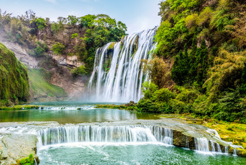 Natural landscape of Huangguoshu waterfall in Guizhou..