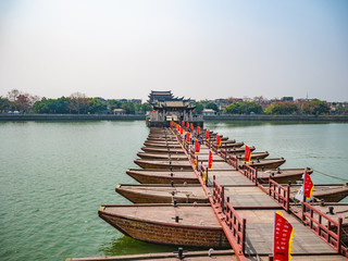 Chaozhou/China-02 April 2018:Unacquainted people on Guangji Bridge at Chaozhou City China.also...