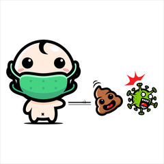 design vector baby boy against corona virus