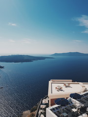 Obraz premium Afternoon horizon blue sea view in Santorini