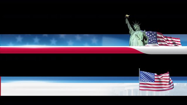 Animated 4k Lower Third with USA Waving Flag on Transparent Background Ready to Compose