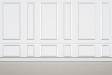 Interior of Wall of luxury apartments. Decorative panels on the wall. Modern room concept in white style. Vector Illustration.