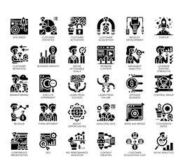 Set of growth hacking thin line and pixel perfect icons for any web and app project.