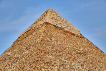 Fototapeta na wymiar The Pyramid of Khafre (Pyramid of Chephren), the second-tallest of the Ancient Egyptian Pyramids of Giza, Giza Plateau, Cairo, Egypt