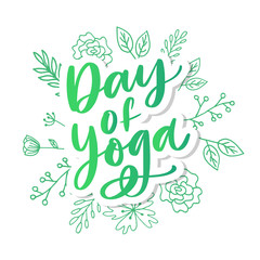 Illustration,Poster Or Banner Of International Yoga Day lettering