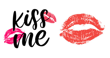 kiss me hand lettering scalable and editable vector illustration slogan