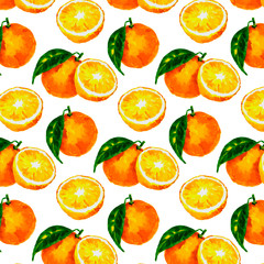 Seamless pattern with  watercolor citrus: lemon, orange, grapefruit