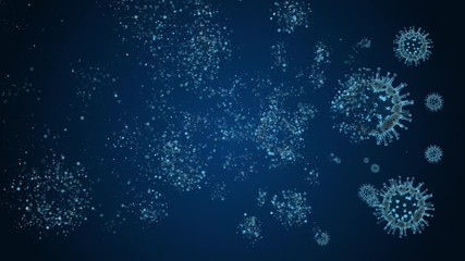 ウイルス、消滅、破壊、壊れる、消える、コロナウイルス、covid-19 / 4K / 青 - Powered by Adobe