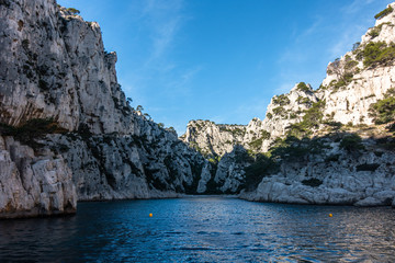 Obraz premium The Calanque d’En-Vau is spectacular because of the high cliffs. It's located near Cassis, Southern France
