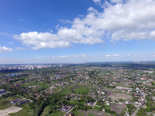 Aerial view of the saburb landscape (drone image).Near Kiev ,Ukraine