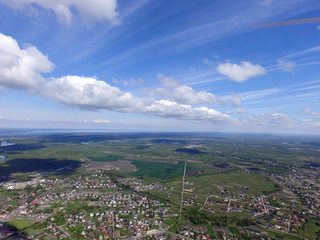Aerial view of the saburb landscape (drone image).Near Kiev ,Ukraine