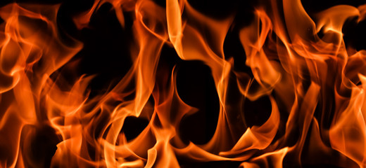 Flames of fire on a black background. The mystery of fire.