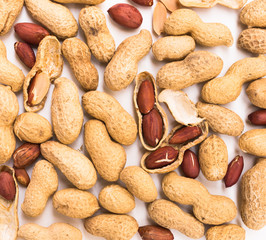 bunch of ecological peanuts on a white background