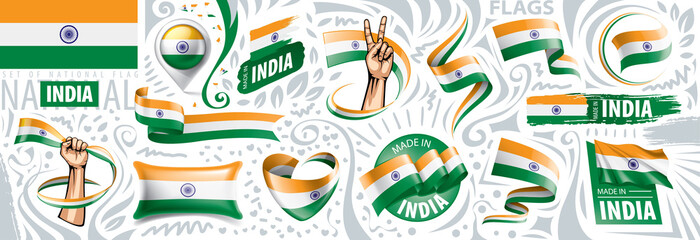 Vector set of the national flag of India in various creative designs