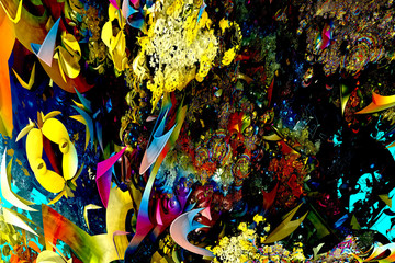 3D render. Fractal image of a 3D object. Fractal landscape. A colorful computer-generated image. The fractal background. Textures for the design. Abstract painting. Pattern
