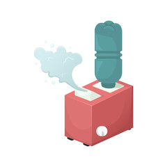 Vector illustration with a humidifier. Healthy climate in the house.