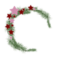 New year's wreath. A wreath of Christmas tree with stars for Christmas.