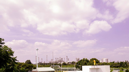 Industrial factory plant with empty space sky background