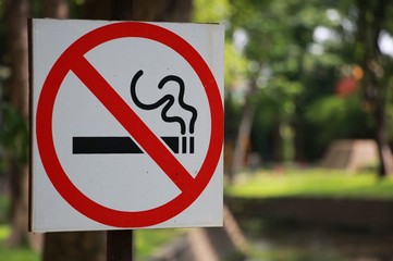 No smoking sign in the park