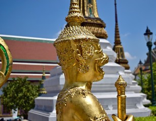 A profile of gold statue at Wat Phra Kaew.

