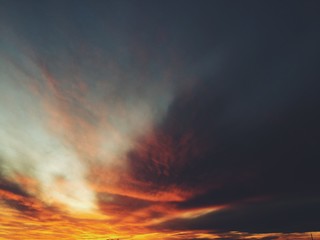 Beautiful sunset many colors dramatic