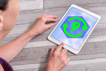 Renewable energy concept on a tablet