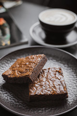 chocolate cake on a plate,brownie