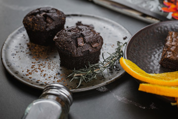 chocolate cake with nuts and chocolate