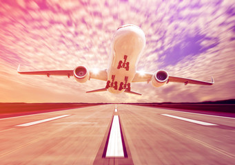 Passenger airplane in the clouds.