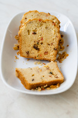 Turkish Style Homemade Fruity Dried Cake with Hazelnut Slices / Pound Cake with Dry Fruits.