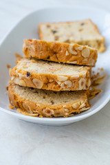 Turkish Style Homemade Fruity Dried Cake with Hazelnut Slices / Pound Cake with Dry Fruits.