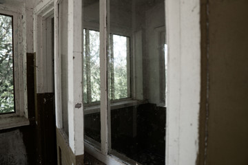 Chernobyl / Ukraine. Chernobyl exclusion zone. Ruins of abandoned places. Zone of high radioactivity. Ruins of buildings. 