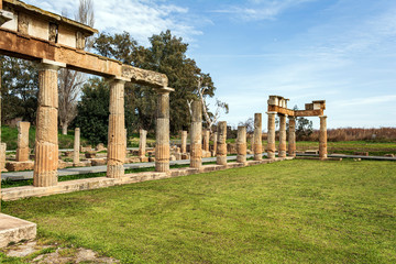 Temple of Artemis in archaeological site of Brauron, Attica, Greece