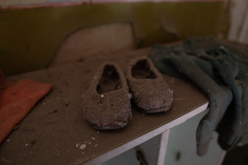 Chernobyl / Ukraine. Chernobyl exclusion zone. Ruins of abandoned places. Zone of high radioactivity. Ruins of buildings. 