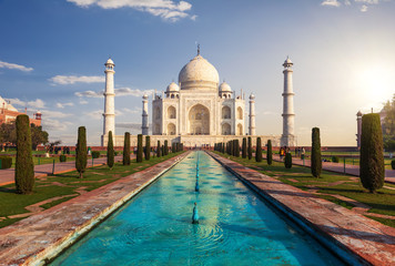 Taj Mahal in India, Agra, gorgeous landmark front view